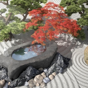 新中式庭院景观3D模型下载
